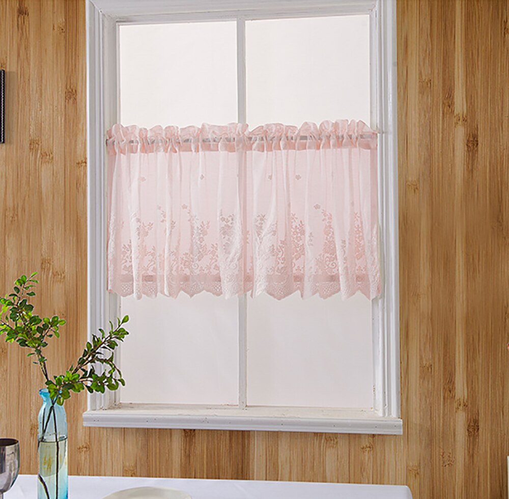 Modern Lace Jacquard Window Curtains Hanging Fabric Lace Hem Coffee Kitchen Cabinet Door Bedroom Home Small Fresh Short Curtain: 02 / 74x61cm