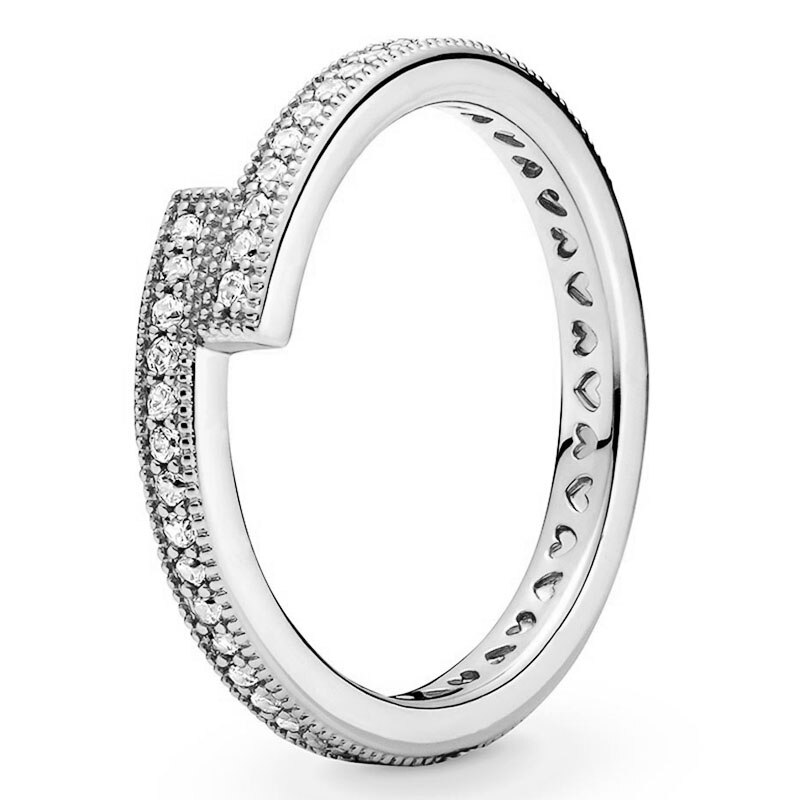 Original sparkling overlapping crystal signature ring for r 925 sterling silver rings, women's party rings, europe diy jewelry