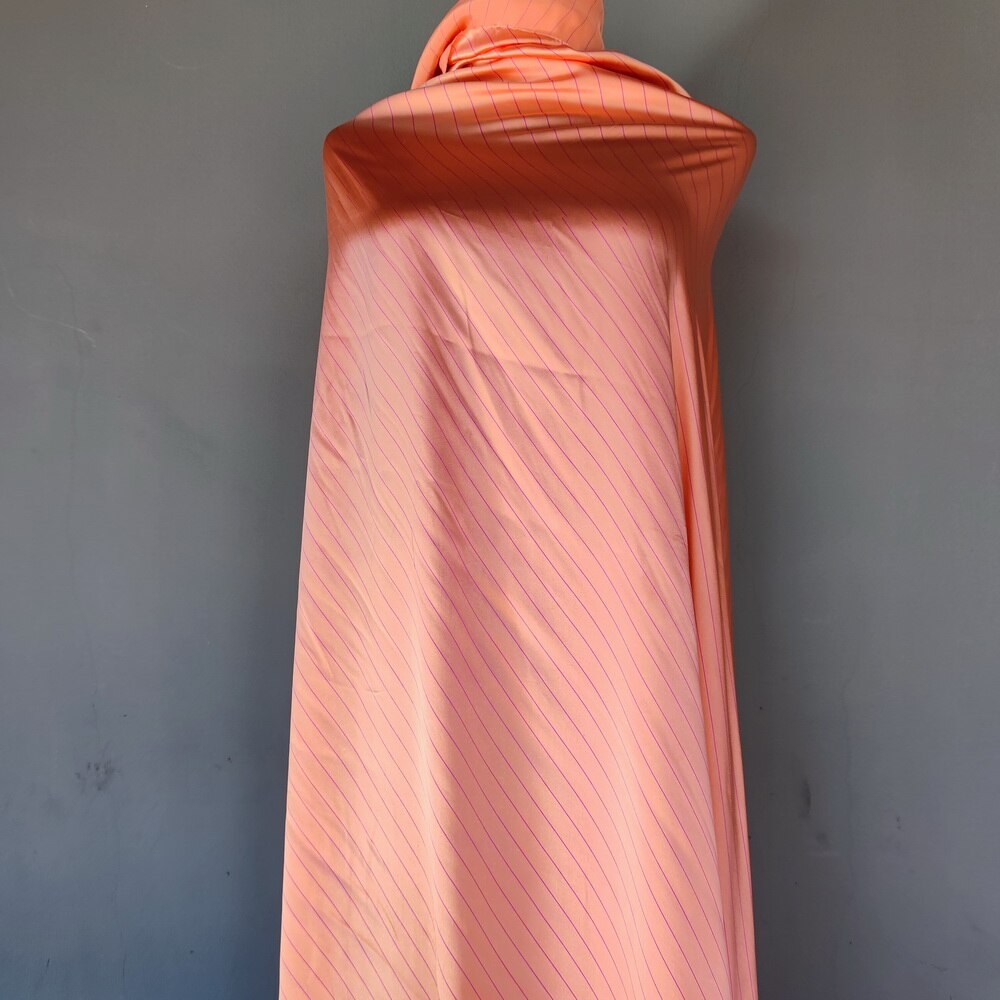 100% Zijde Satijn Zijde Charmeuse Zijde Moerbei Zijde Voor Shirt Jurk Tops Perzik Met Paars Streep En Rood Met Royal blauwe Streep