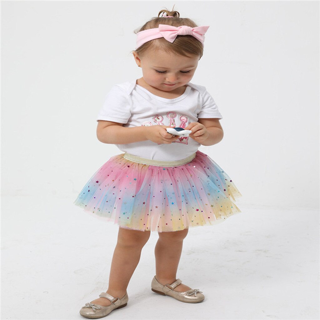 Pannello Esterno del Tutu Del Bambino Della Ragazza di Estate Gonne di Paillettes Principessa Pettiskirt Del Partito di Ballo Petticoat Arcobaleno Tulle Gonne Vestiti Per Ragazze 2020