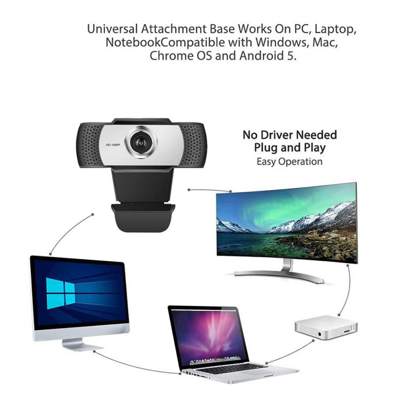 HD 1080P PC WebCamera Webcam Desktop Computer Camera with Microphone Notebook USB Live Broadcast Video Calling Conference Camera