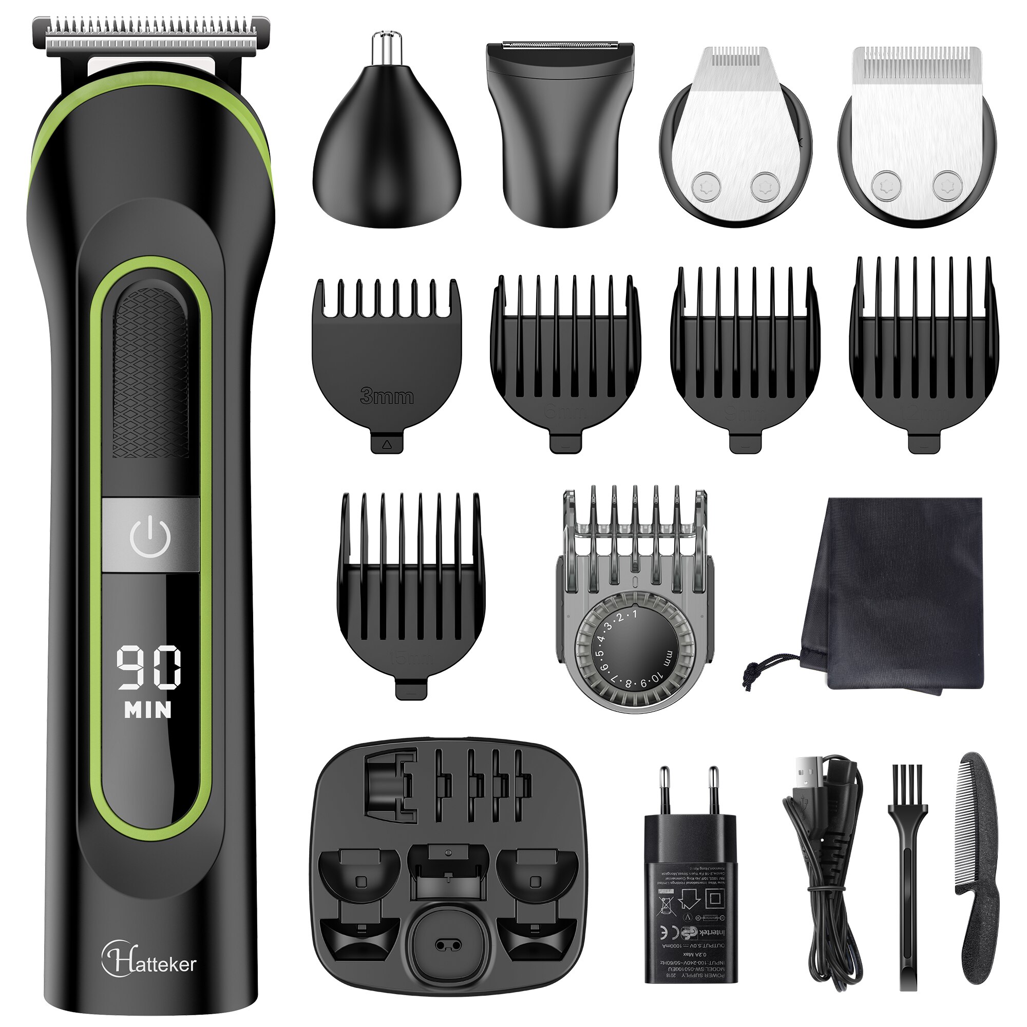 Hatteker Tondeuse Waterdichte Man Kapper 5 In 1 Tondeuse Snoerloze Elektrische Scheerapparaat Body Grooming Kit