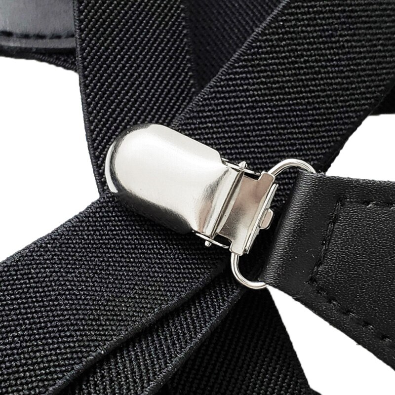 Suspenders Men Wide Adjustable Four Clip-on X- Back Elastic Black Heavy Duty Braces Suspenders Mens
