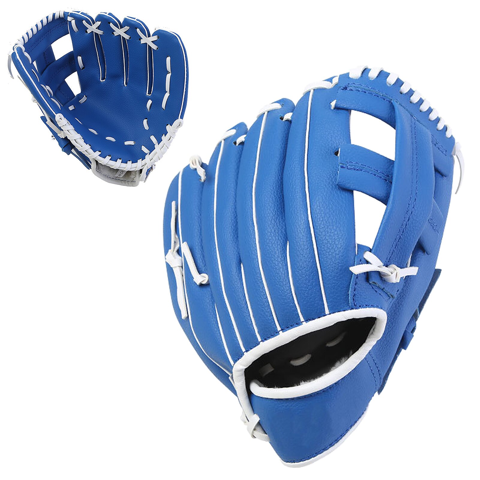 12.5in herr baseball handske utomhus sportutrustning manliga läder softball handske övning outfield pitcher handskar baseball mitt: Blå / 11.5 tum