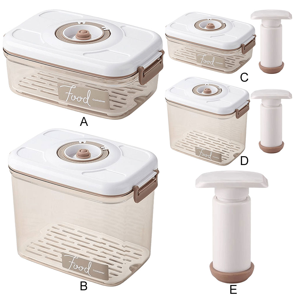 Food Vacuum Storage Box with Vacuum Pump Fridge Organizer with Removable Drain Plate Kitchen Storage Box for Vegetable and Fruit