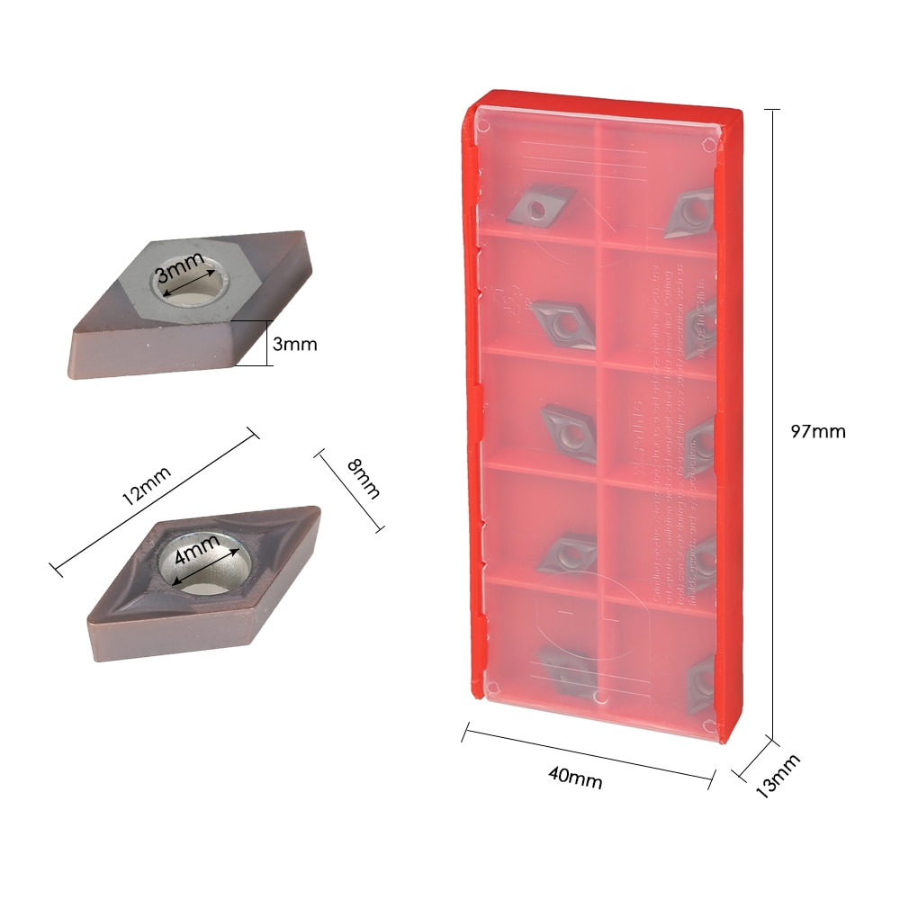 10pcs/box insert turning boring bar Metal Cutter CNC DCMT0702 YBC205 Carbide Inserts Blades Set for Lathe Turning Boring Tool