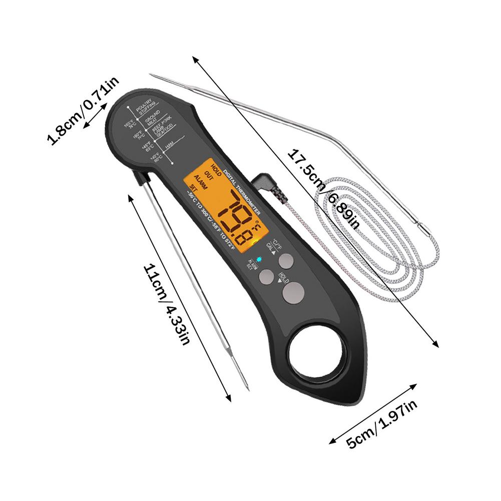 Dual Probe Digital Thermometer Waterproof Instant Read Food Thermometer For Kitchen Built-in Magnet Cooking With Backlight