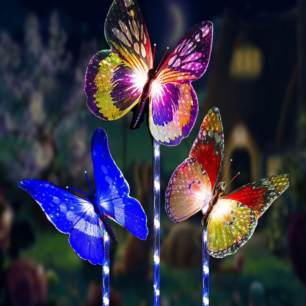 Vandtæt soldrevet sommerfugl liljer farverigt landskabsbelysning til hegn græsplæne have jul dekorativt lys