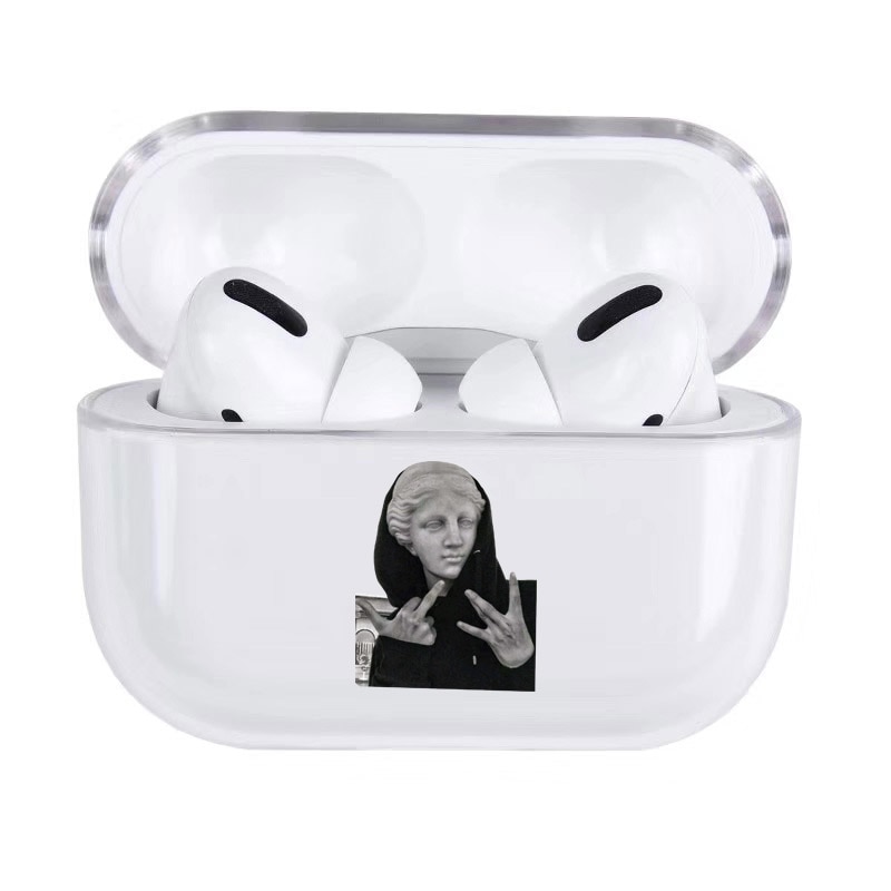 Funda rígida con letras de dibujos animados para Apple Airpods 2, funda de lujo para auricular transparente, caja sencilla y bonita para airpod Pro