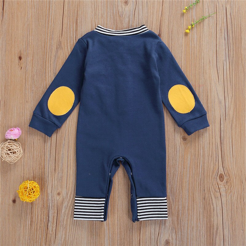 0-24M Pasgeboren Baby Jongens Gestreepte Romper Met Pocket Knop O-hals Jumpsuit Voor Baby Peuter Kids Lente Herfst jumpsuits