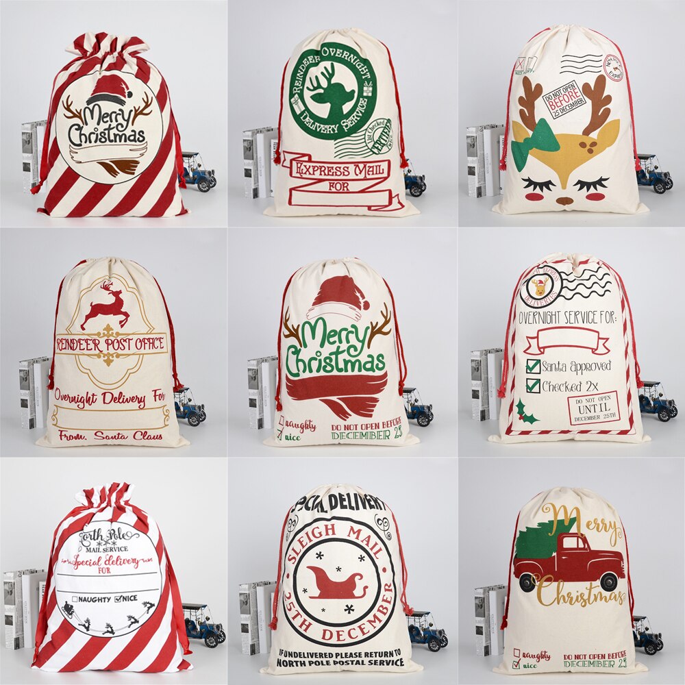 Bolsa de de Navidad, cordón de saco de Santa Claus, bolsa de algodón para almacenamiento de dulces, grande, Reino Unido