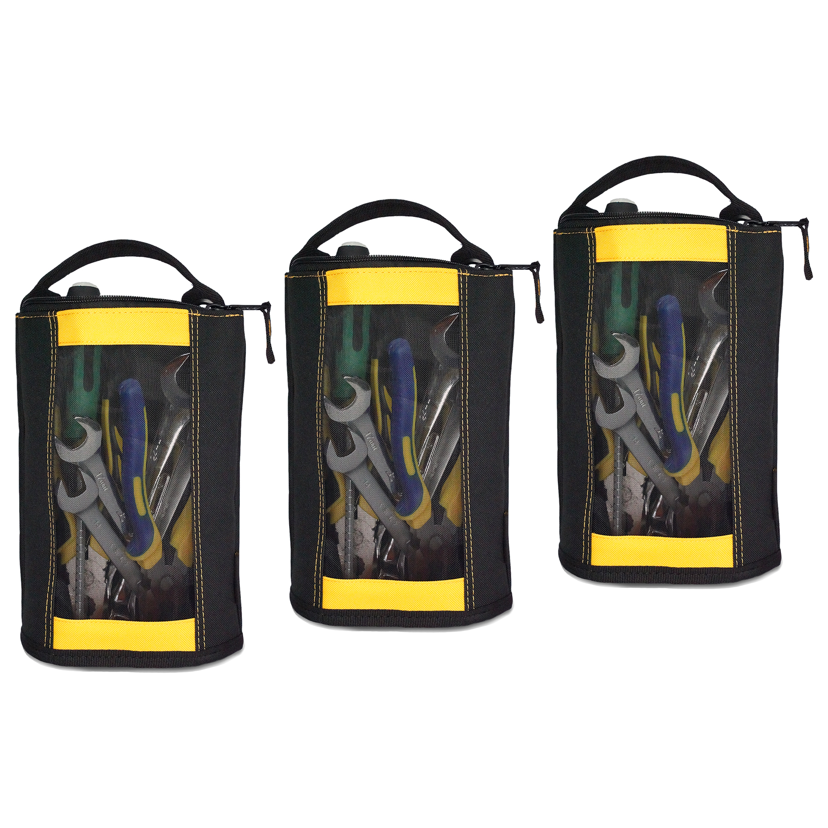 Melotough Canvas Rits Tool Pouch Zipper Bag-Sluiting Zak Met Mesh Venster En Opknoping Grommets 2 Pack: Goud