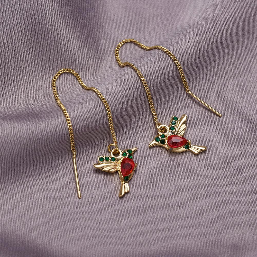 1 paar Einzigartige Lange Tropfen Ohrringe Vogel Anhänger Quaste Kristall Anhänger Kolibri Ohrringe Damen Schmuck für Jubiläum Party