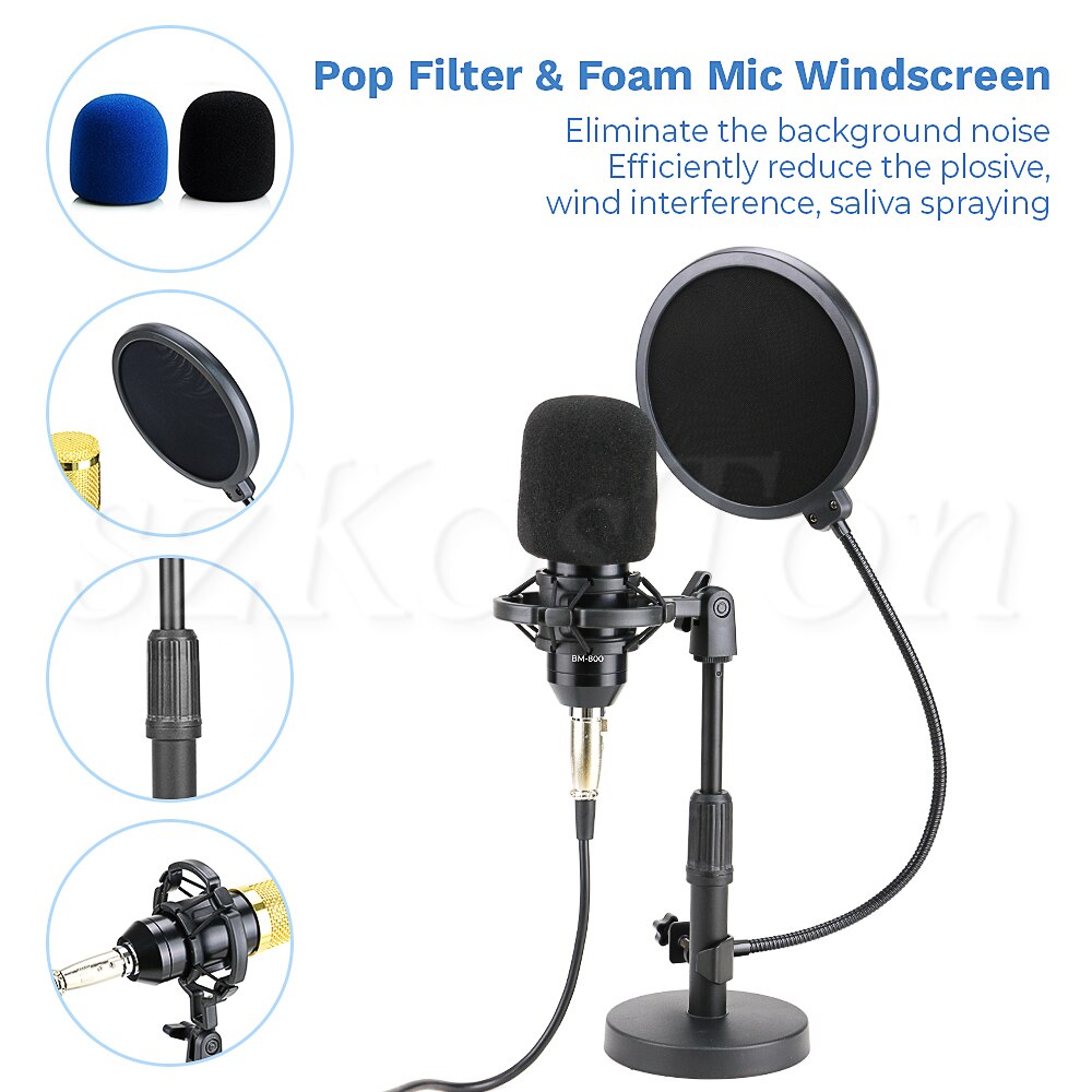 Profession bm 800 Condenser Microphone Karaoke Gaming Studio Recording bm800 Microphone for Computer Phantom Power Voice Changer