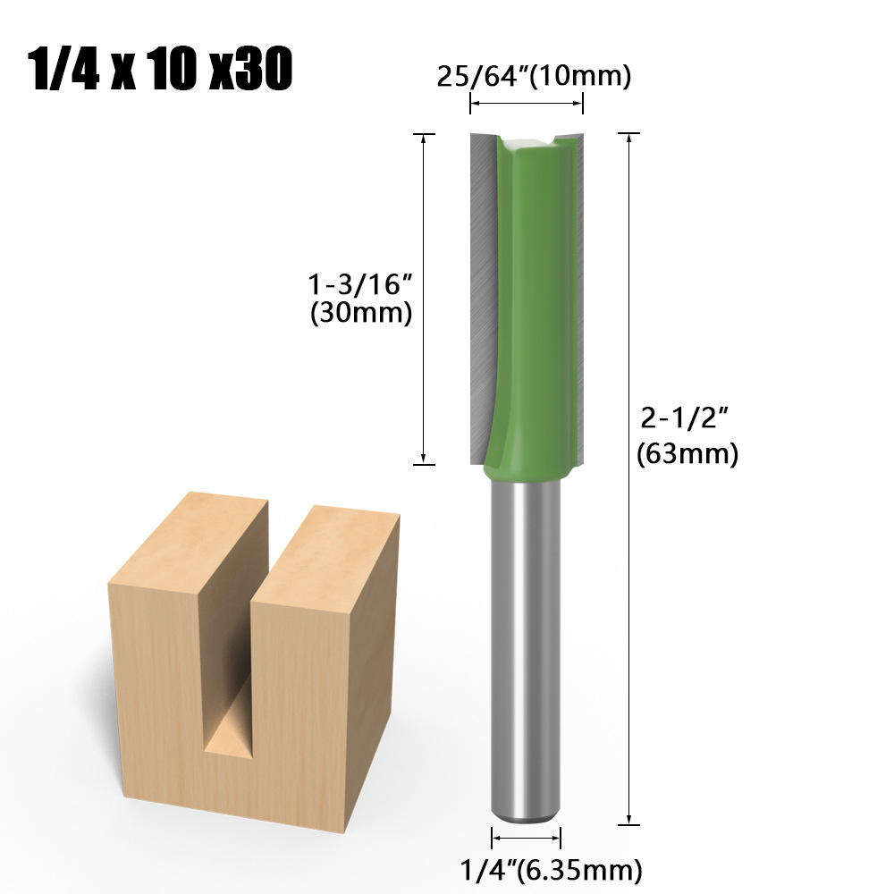 1/4 zoll 6mm Schaft Gerade Bit Fräser Einzigen Doppel Flöte Holz Schneider Hartmetall Router Bit Holzbearbeitung Werkzeug set: 6.35x9.52x30mm