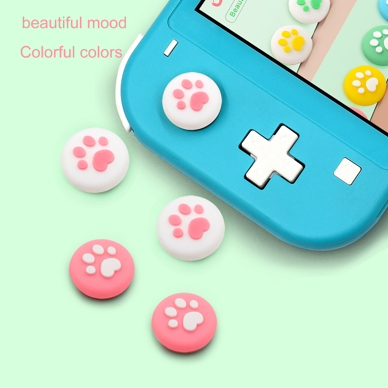 For Nintendo Switch Lite Joystick Cases Cat Paw Thumb Grip Button Cover Animal Crossing Nintend Switch Replacement Shell Pink