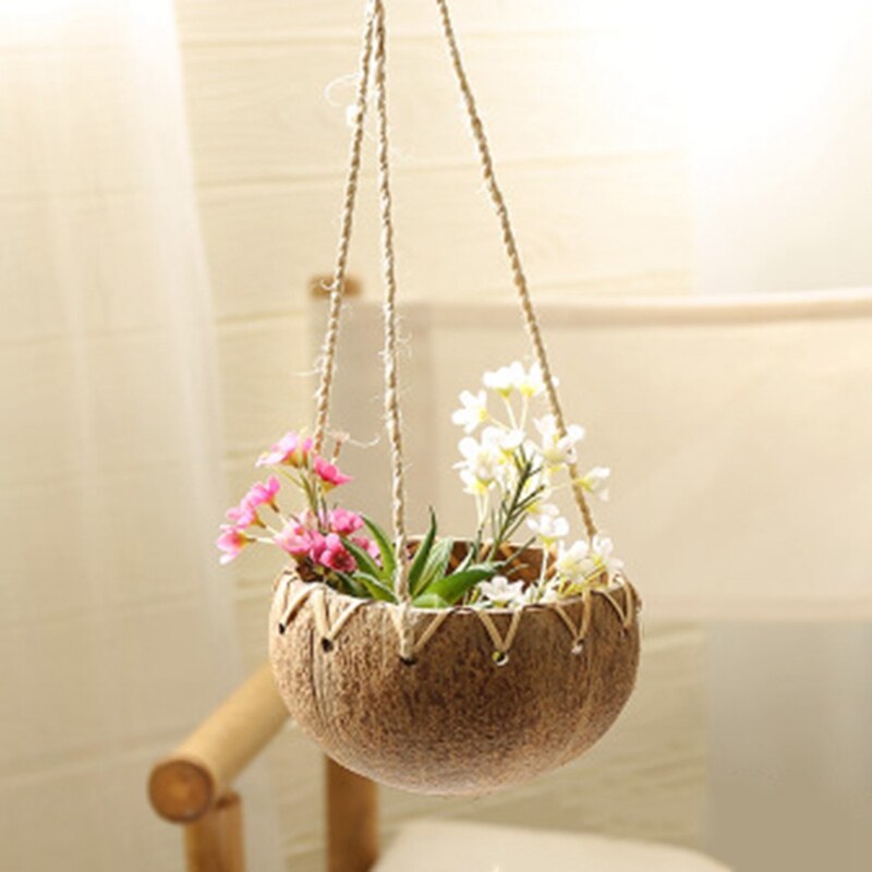 Coconut Shell Succulent Planter Pot Bonsai Flowerpot Planters for Succulents Hanging Pots for Plants Hang Plant Pot