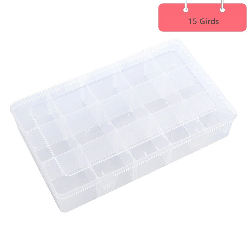 Caja de almacenamiento transparente de rejilla para cinta adhesiva Washi, 8/15/24/36, bolígrafos para artículos variados, organizador de escritorio para manualidades DIY, contenedores: 15 Grids