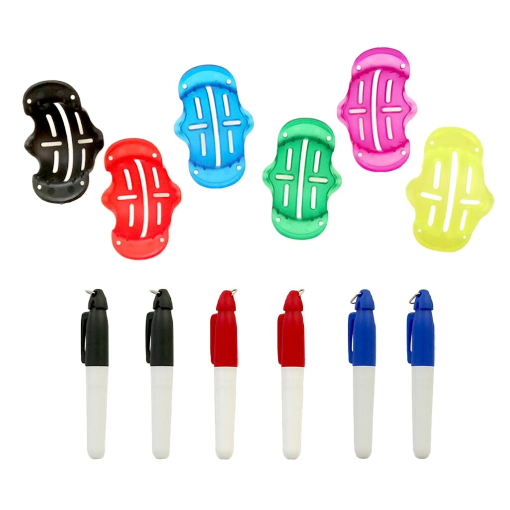 Marqueur de balle de Golf, outil de dessin de ligne, 3 stylos de couleur, modèle, pochoir, tampon