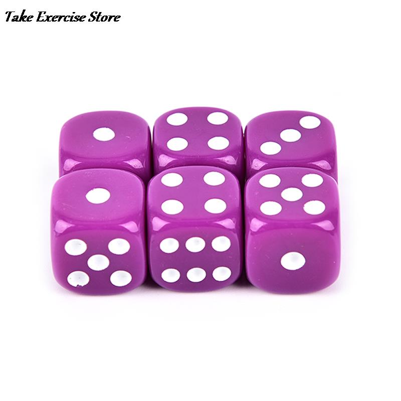 6 stk 16mm terninger avrundede hjørner firefarget gjennomsiktig terning brettspill drikking av digitale terninger gumbling søle: Lilla