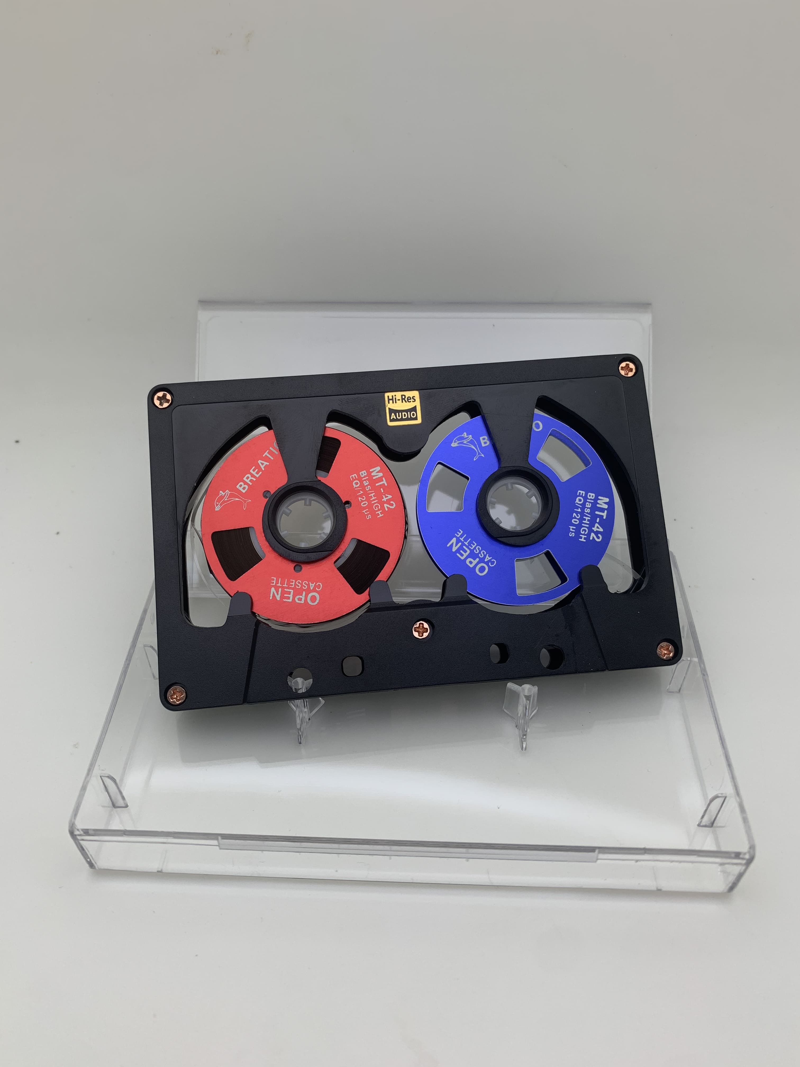 Audio Cassette Reel to Reel Cassette 50 Minute Blank Tape Double Sided Metal Reel Open Case Self-made: Rojo