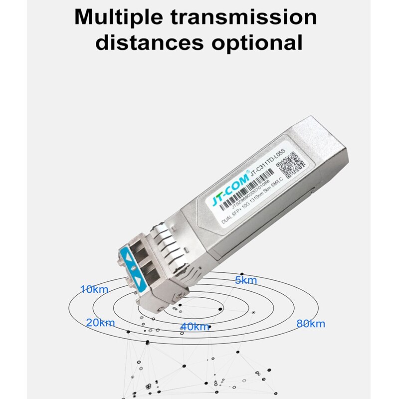 JT-COM 10G SFP+ Duplex LC SFP Module Single Mode 5Km Optical Fiber Module 1310Nm For Mikrotik/Huawei Switch