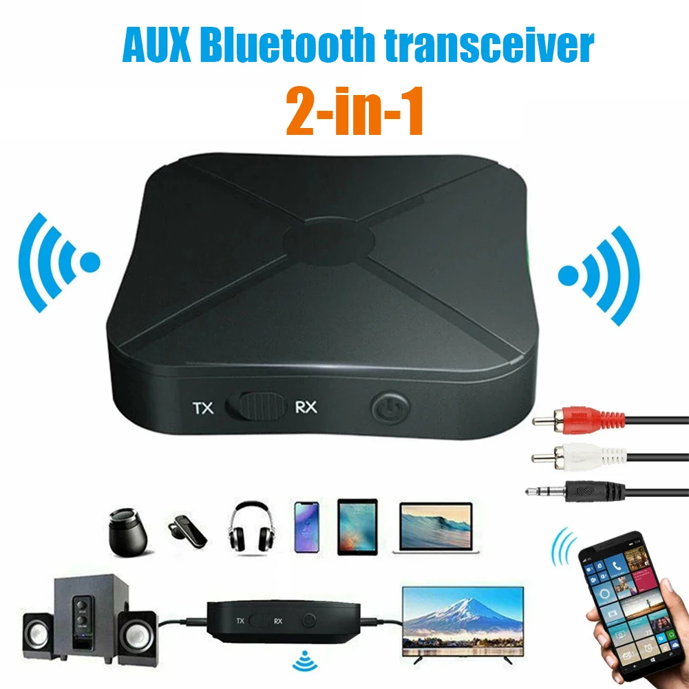 Receptor Bluetooth sem fio, Receptor de áudio 2 em 1, USB estéreo, 3.5mm Aux Jack para computador, Headset de carro, Computador