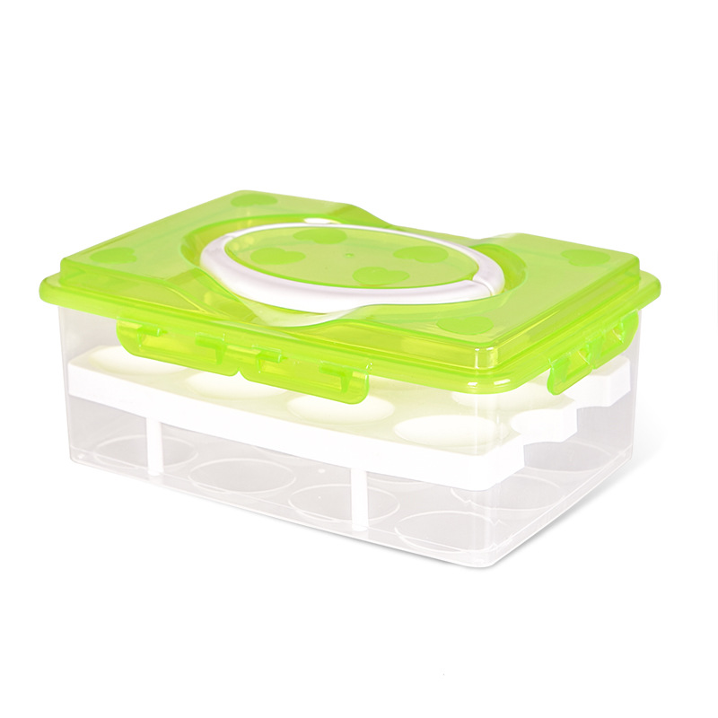 24 Grid Ei Opbergdoos Voedsel Scherper Container Organizer Handige Dubbele Laag Plastic Boxs Multifunctionele Keuken Producten: green