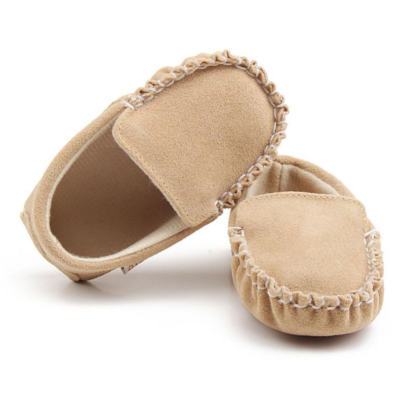 Winter Lovely Infant Moccasins Princess Baby First Walk Shoes Baby Matte Pu Peas Casual Leather Shoes: Khaki / 7-12 Months