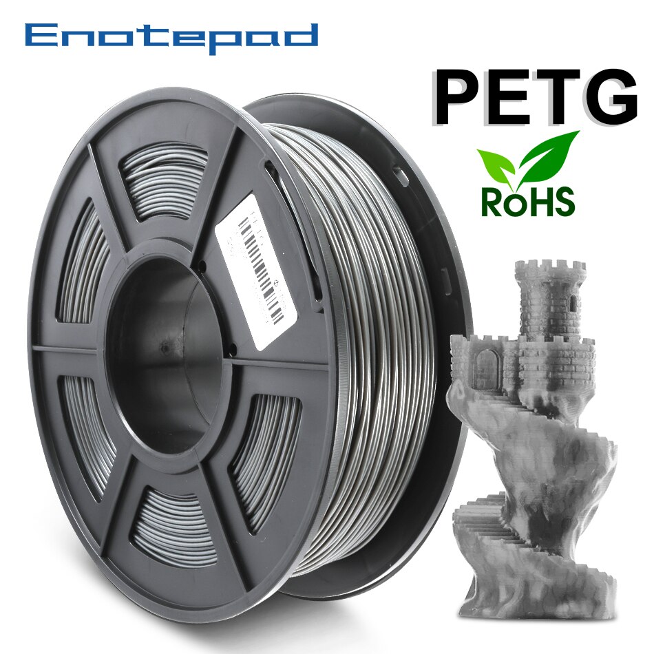 Enotepad PETG Filamento 2.2lb 100% nessuna bolla Tolleranza di +/-0.02mm 3D Stampante Filamento s Spool 1.75 millimetri 1KG supporto ordine All'ingrosso: Grey PETG