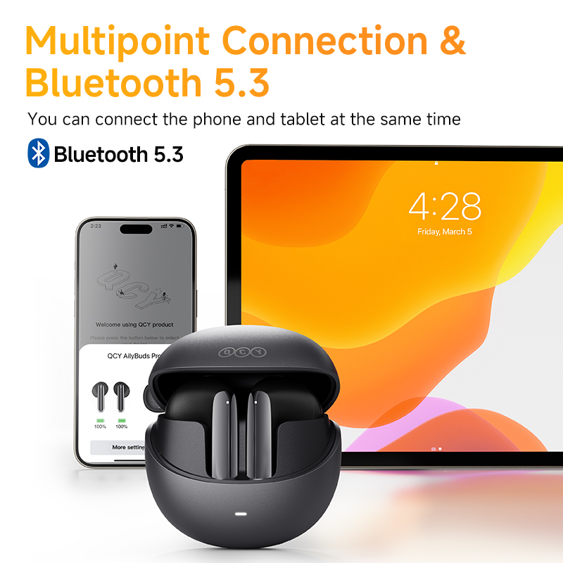 QCY HT10 AilyBuds Pro+ Hybrid ANC Kabellose Kopfhörer Hi-Res Audio mit LDAC 6 Mikrofone AI HD Call Headset Dual Connection Ohrhörer