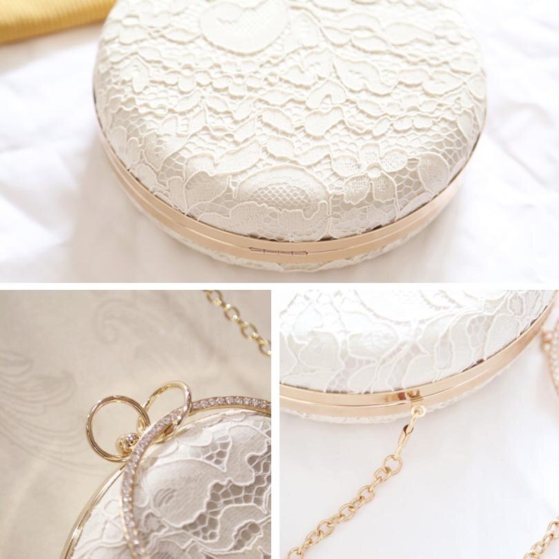 Europese Vrouwen Lace Bloemen Decoratie Clutch Bag Dames Diamonds Evening Bag Party Wedding Handtas Keten Portemonnees Portemonnee