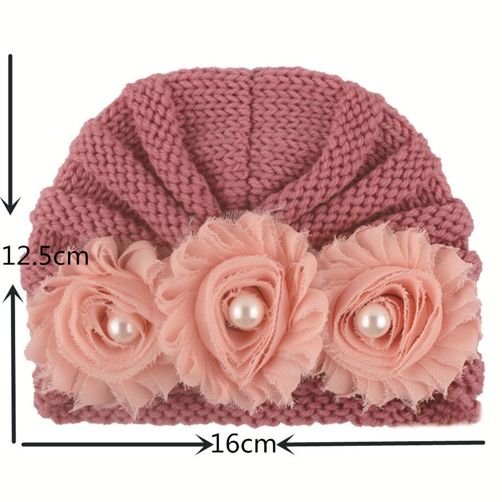 Grote Bloem Gebreide Baby Meisje Hoed Herfst Winter Warm Kids Baby Winter Hoed Effen Kleur Kindje Beanie Bonnet Enfant Kind hoed # P30