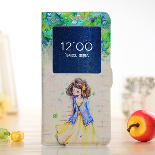 QIJUN Cover capa Voor LG G3S G3Beat G3 Mini g3mini D724 D725 Geschilderd Cartoon Magnetische Flip Window PU Lederen Telefoon bag Cover: Painted girl
