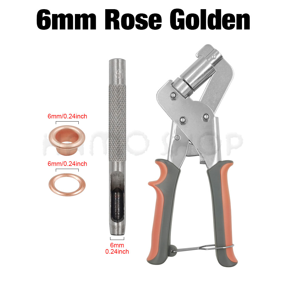 Eyelet Grommet Tool Kit Handheld Install Pliers Portable Grommet Hand Press With 100 Set Of Grommets For Leather Canvas Clothing: Black Nickel