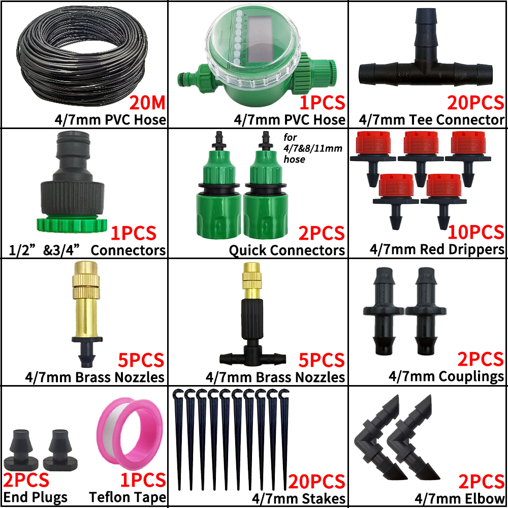 Oasis 5-50M jardín Micro riego por goteo sistema de riego automático Kit controlador DIY niebla refrigeración por pulverización para herramientas de plantas en macetas