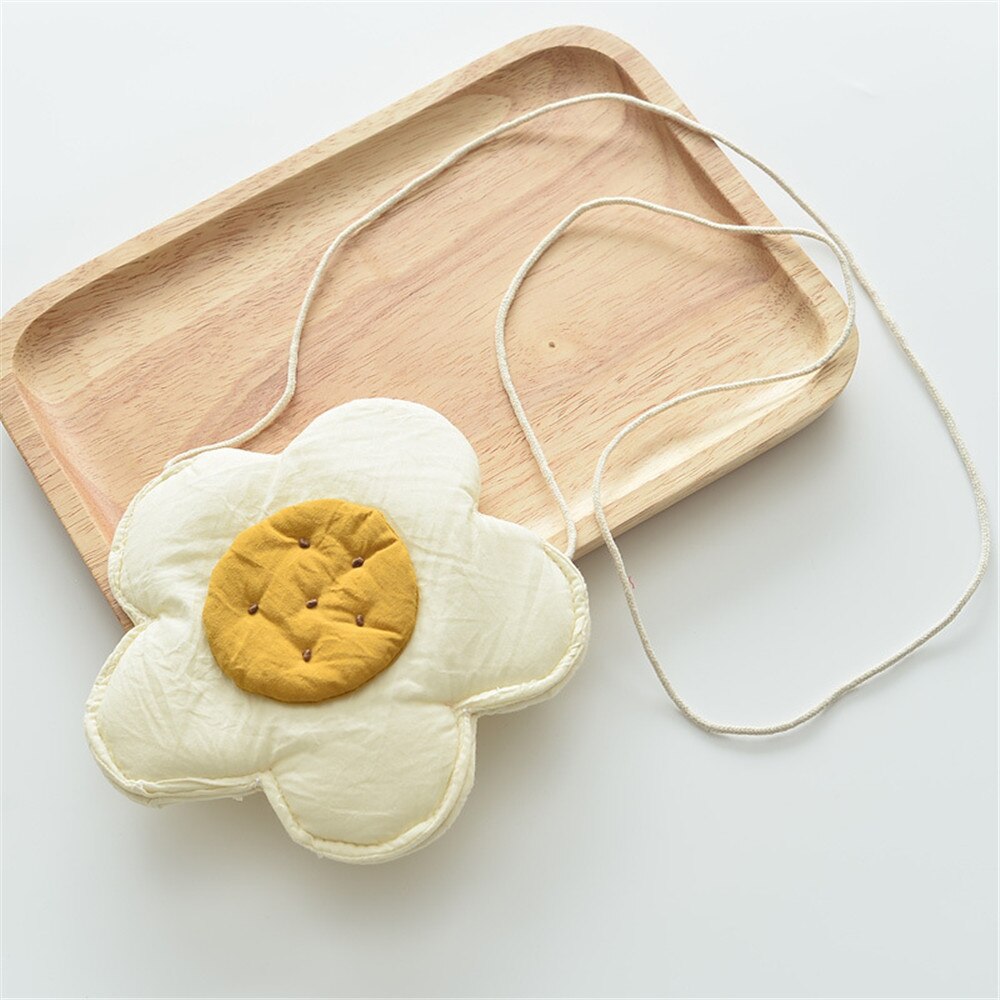 Børn pige børn mønt taske hobos mini lille sød bomuldsstof blomst solid koreansk tilbehør: 2