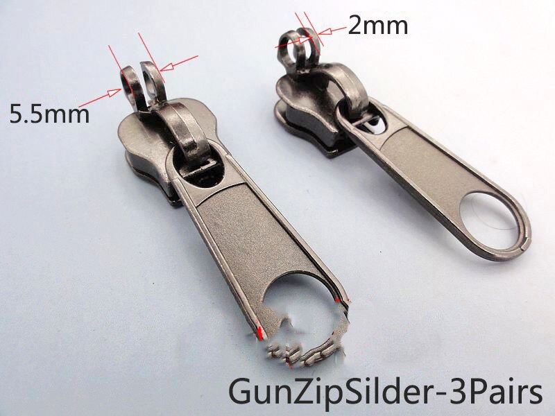 3M 10 # Nylon Code Rits 3 Pcs/3 Paar 10 # Rits Schuifregelaar Self-Cut Nylon coil Zip Lock Gat Silder Hoofd Diy Bagage Reparatie Accessoire: GunZipSilder