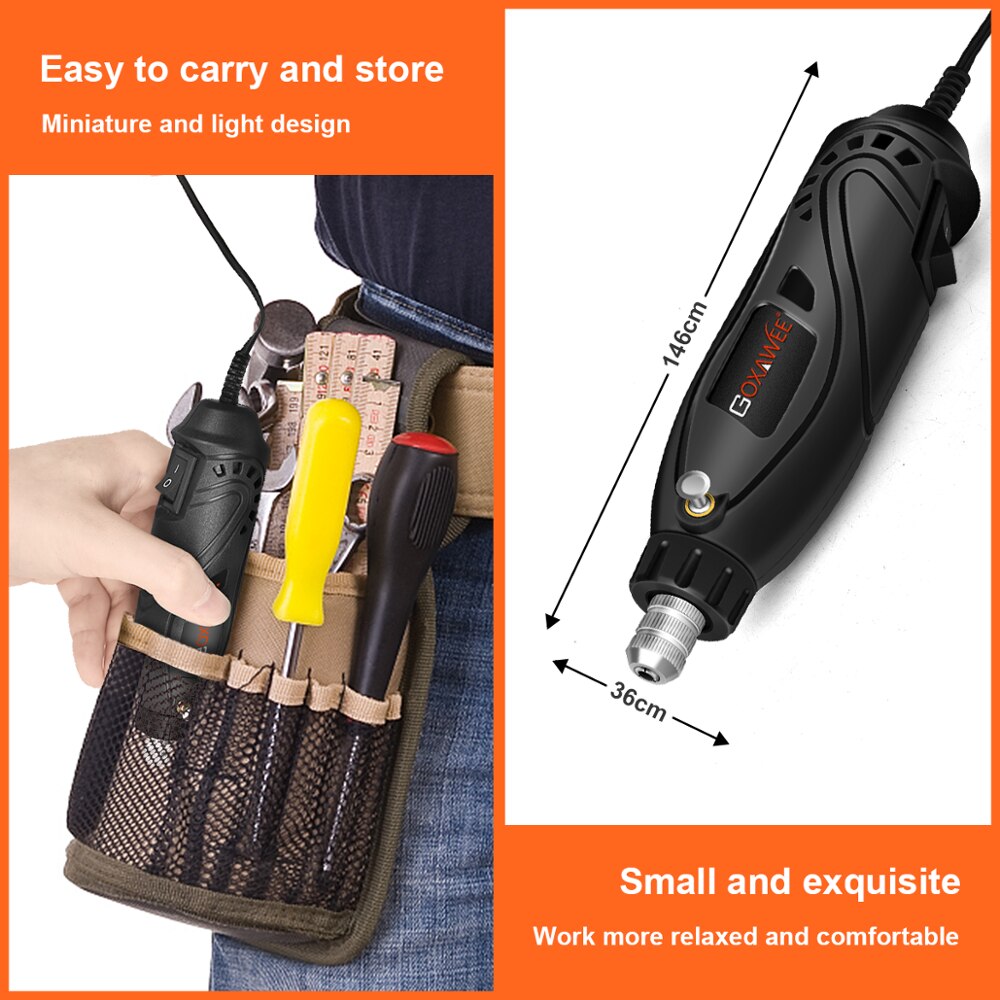 Goxawee – Mini perceuse électrique, outils rotatifs, graveur pour Dremel, outils électriques pour bois, métal, coupe, meulage, accessoires de polissage