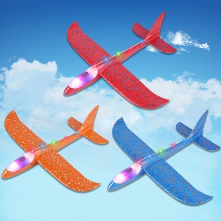 48cm LED DIY Kids Toys Hand Throw Flying Glider Planes Foam Aeroplane Model Party Bag Fillers Flying Glider Plane Toys Kids Game