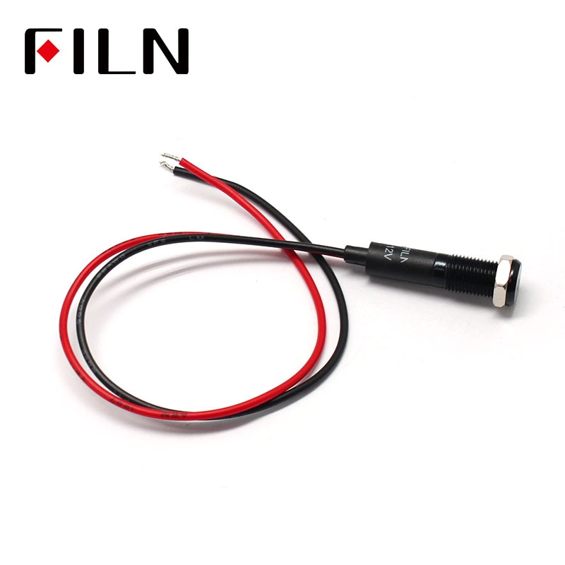 FILN 8mm Auto Armaturenbrett Blinker kennzeichnung Symbol LED verrotten gelb weiß blau grün 12 v LED anzeige licht mit 20 cm kabel