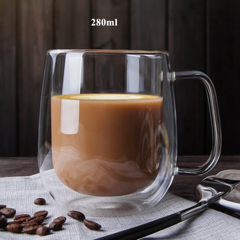 1Pcs Water Bottle Coffee Cup Heat-resistant Double Wall Glass Cup Beer Handmade Milk Lemon Juice Cup Drinkware: I300ml