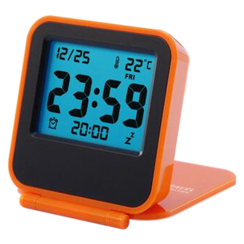 Alarm Clock Portable Foldable Tabletop Travel Digital Alarm Clock With Temperature Calendar Date Week Kitchen Alarm Clock: Orange