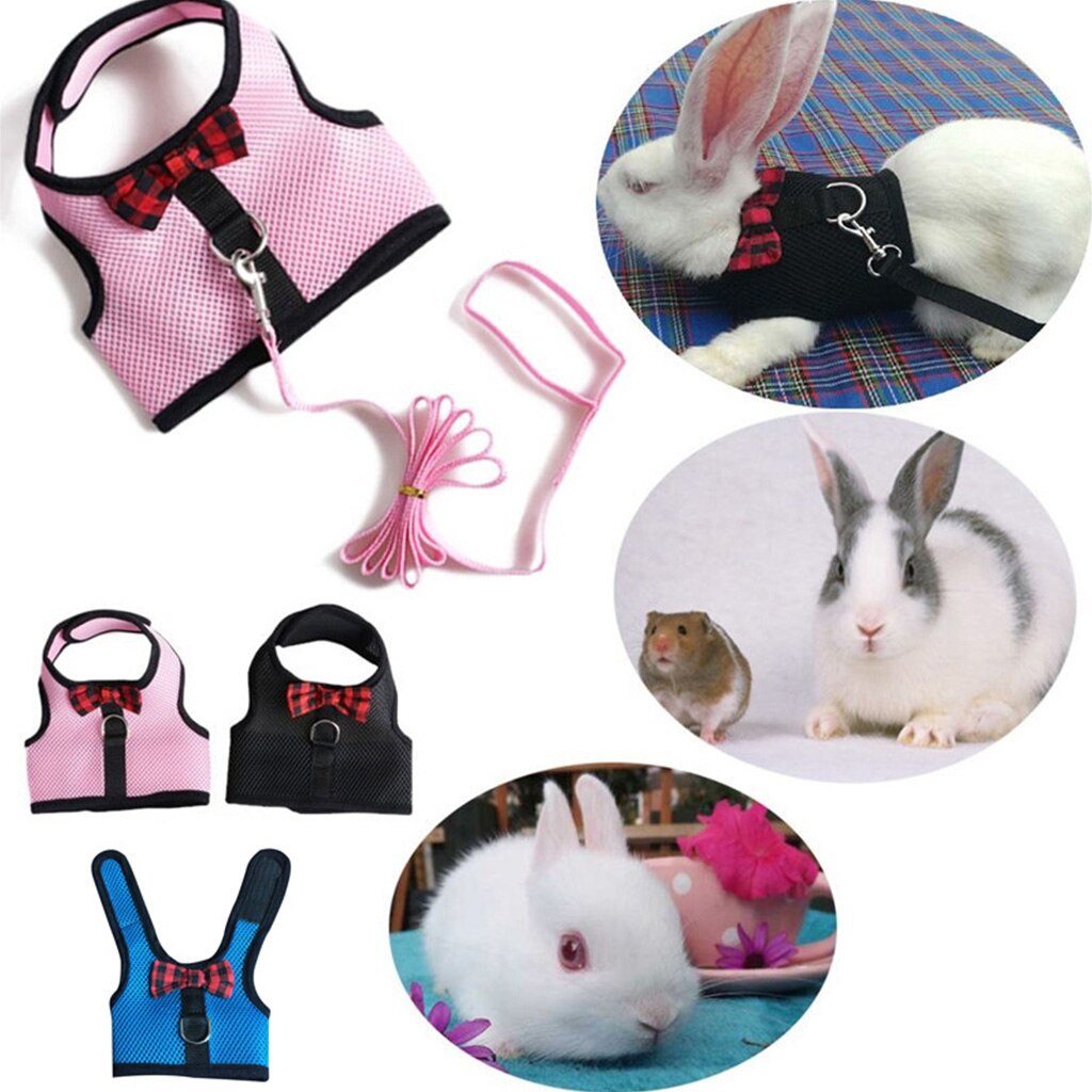 Arnés de chaleco para hámster de conejos S/M/L, con correa para el pecho de malla de conejo Leas, Ferret, conejillo de indias, animales pequeños, accesorios para mascotas