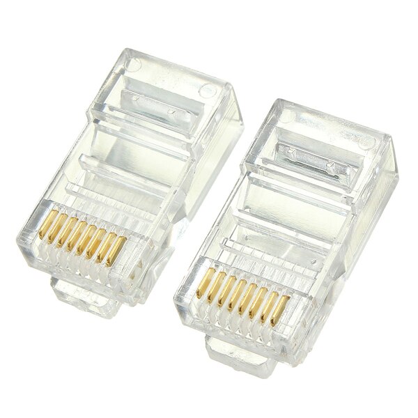 50Pcs Crystal Head Ethernet Cable Connectors RJ45 RJ-45 CAT6 Modular Cable Head Plug Ethernet Gold Plated Network Connector