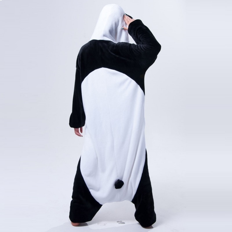 Kigurumi panda long sleeve hood onesie men women flannel warm panda pajama Whole onepiece adult animal pajamas kegurumi onsie