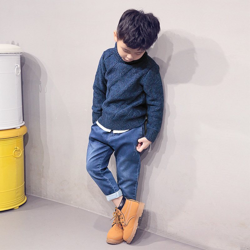 Suéter de cuello alto para niños, cárdigan de manga larga, cálido, uniforme escolar, invierno,