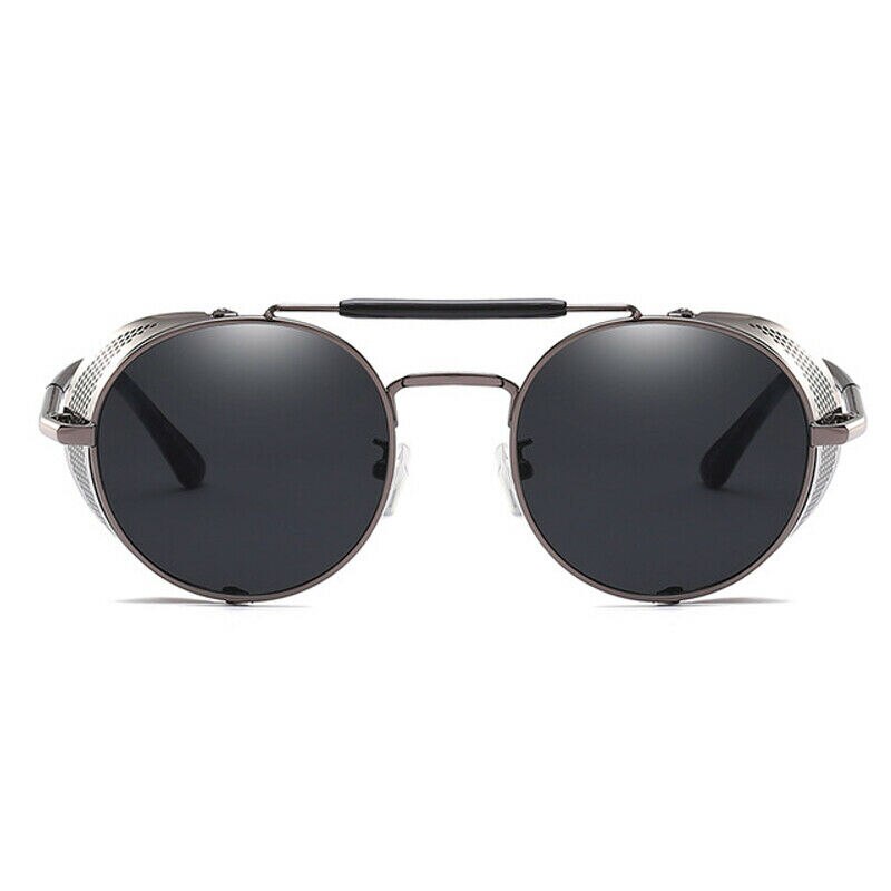 Steampunk lentille ronde lunettes de soleil Blinder Cyber bouclier ombre lunettes en métal: A093-A-02