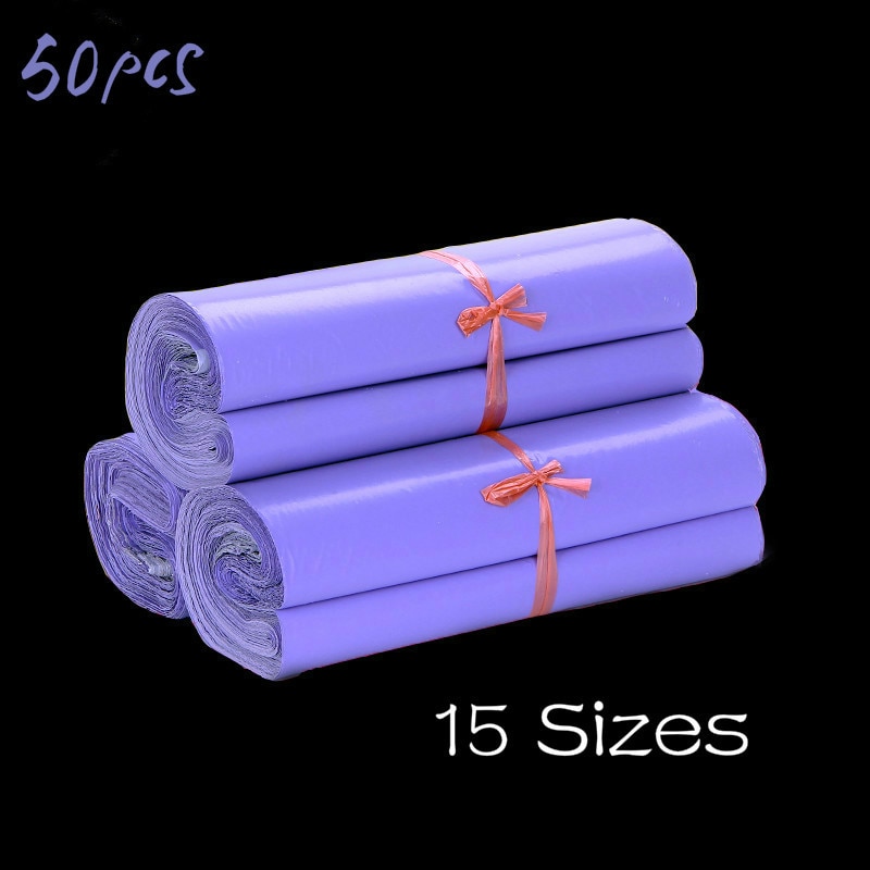 Purple Courier Mail Packaging Poly Mailer Package Plastic Self-Adhesive Mailing Bag Envelope Bulk Supplies 15 Sizes