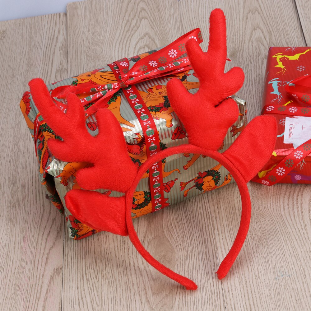 Reindeer Antler Hair Hoop Christmas Kids Headband Headwear for Children Christmas Costume Party (Red)